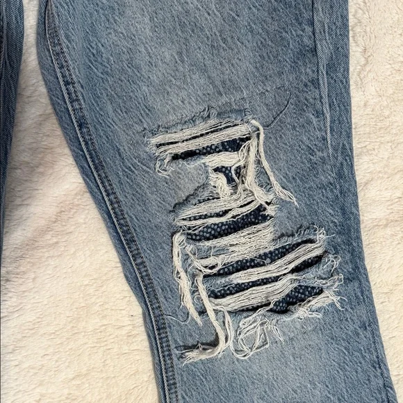 Free People We the Free Distressed Patchwork Flare Jeans Boho Festival Raw Hem - Picture 5 of 11